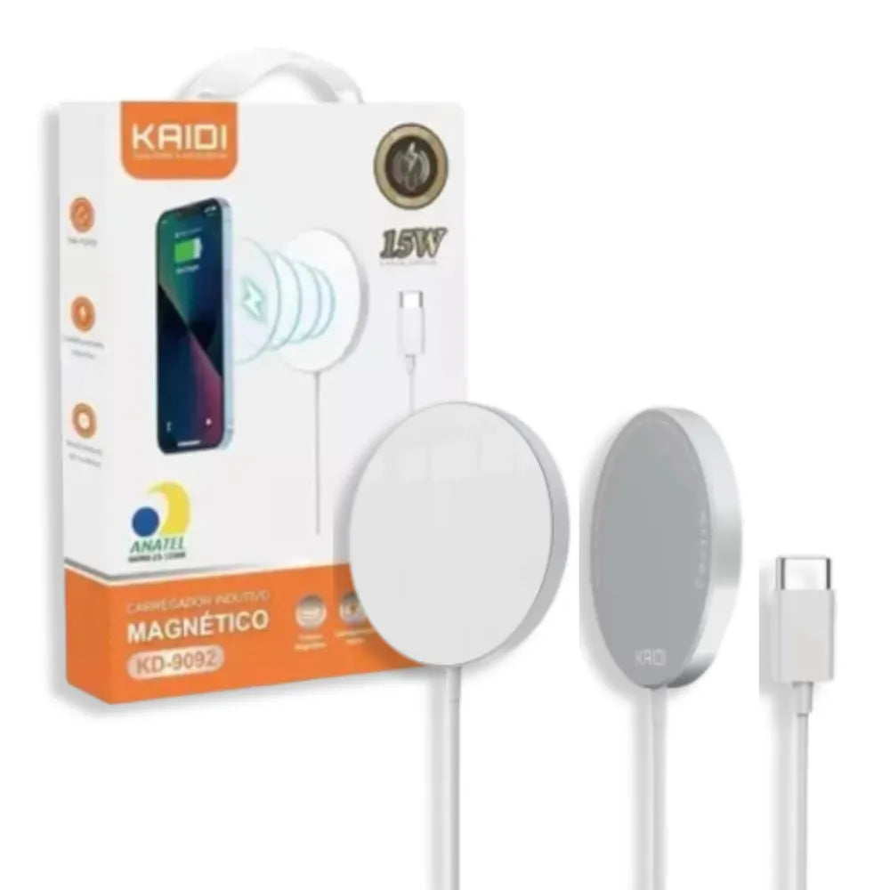CARREGADOR MAGNÉTICO INDUTIVO 15W - KAIDI - KD-9092