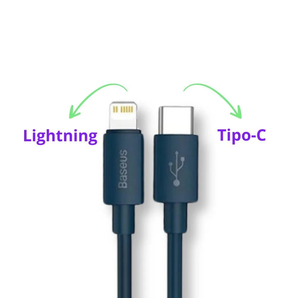 Kit Carregador Turbo PD 20W Super Si + Cabo Tipo-C para Lightning - Azul - Baseus