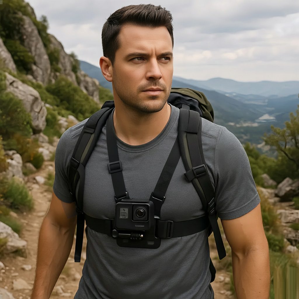 Suporte Peitoral Ajustável para Celular e GoPro – Colete para Filmagens