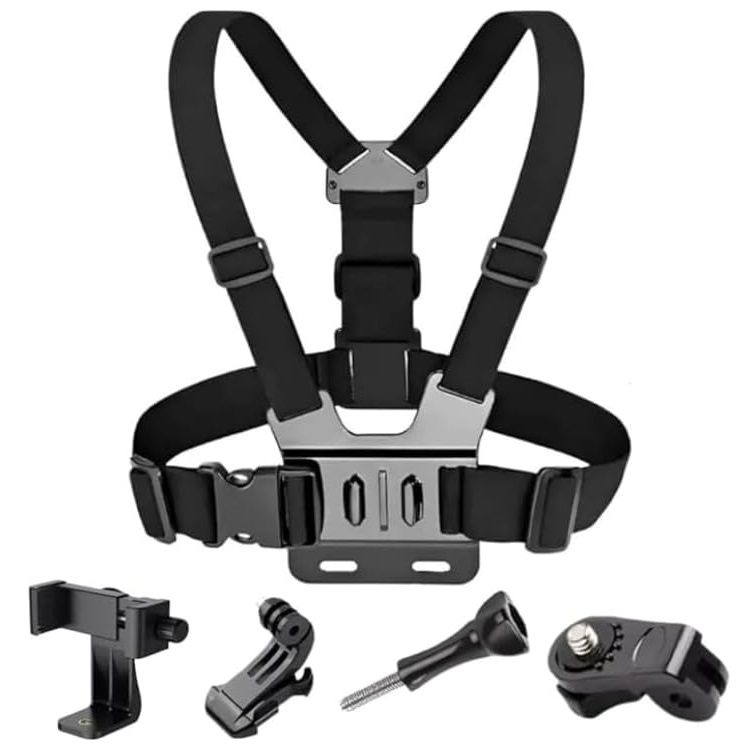 Suporte Peitoral Ajustável para Celular e GoPro – Colete para Filmagens