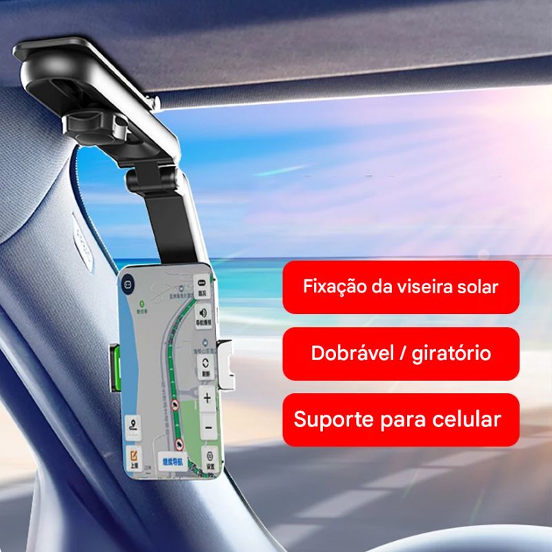 Suporte De Celular Para Quebra Sol Do Carro Rotação 360°