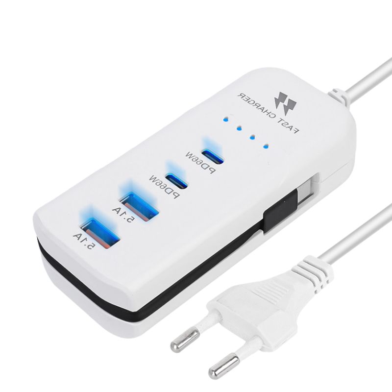 Tomada Carregador De Celular USB E PD 4 Portas