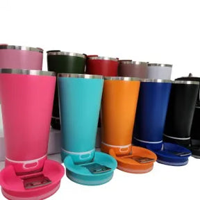 COPO TÉRMICO INOX 420ML COM CAIXA DE SOM BLUETOOTH LED RGB