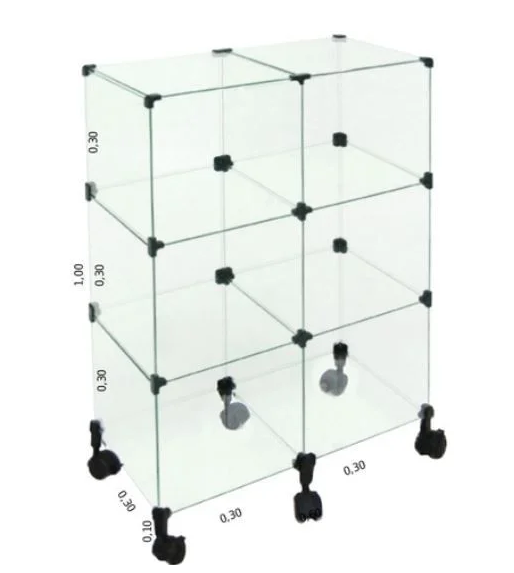 Balcão de Vidro 60L x 90A x 30P cm com Roda