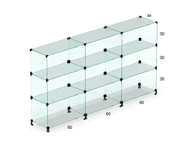 Balcão de Vidro 180L x 90A x 30P cm