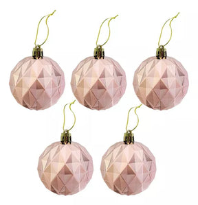 Kit Enfeites De Natal Bolas Estrela Dourado E Rosa Completo