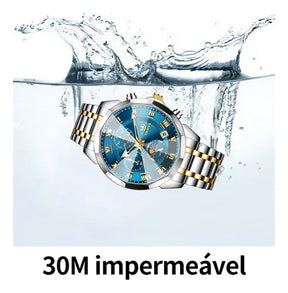 Olevs Relógio Masculino Original Luxo Aço Quartzo 3675