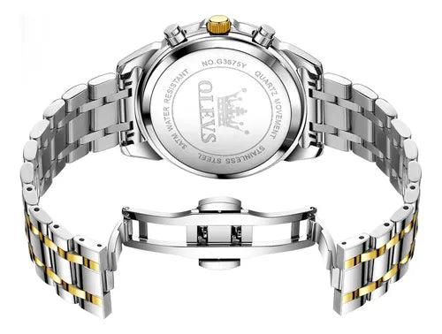 Olevs Relógio Masculino Original Luxo Aço Quartzo 3675