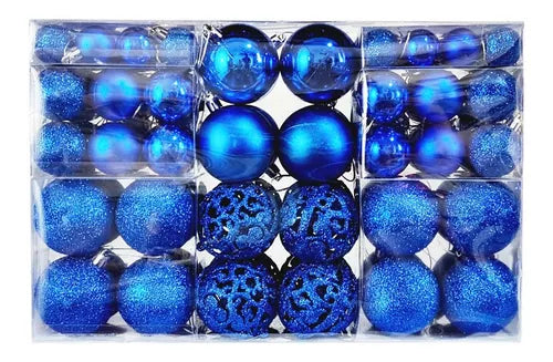 Kit C/100 Bolas De Natal Lisas/foscas/glitter - Azul