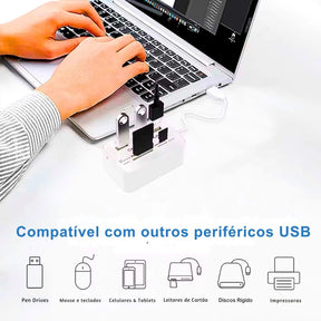 Hub Usb 2.0 Com Leitor De Cartão 7×1 Sd Micro Pro Duo