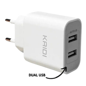 KIT CARREGADOR DE CELULAR 2.4A DUAL USB - KAIDI - KD-109