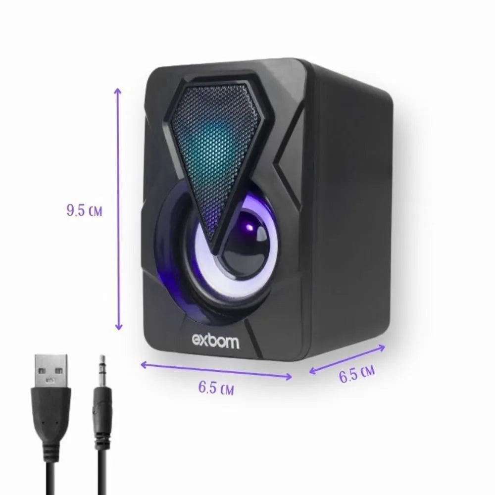 MINI CAIXA DE SOM GAMER COM LED 6W - EXBOM - CS-C20