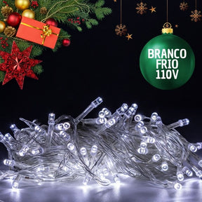 Pisca de Natal 100 Leds Branco Frio 9 Metros – 110V