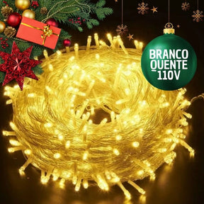 Pisca de Natal 100 Leds Branco Quente 9 Metros – 110V