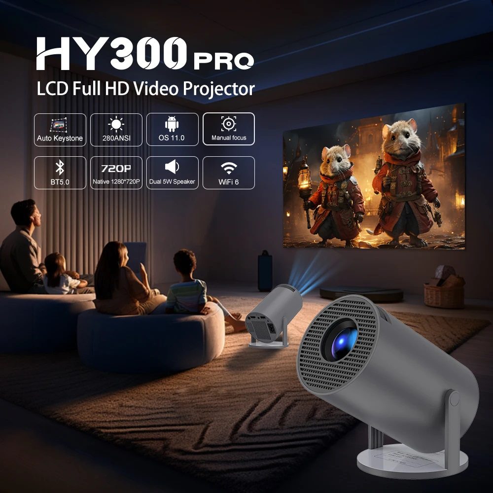 Projetor Hy300 Pro 4K Portátil