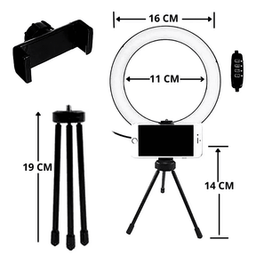 Ring Light De Mesa Iluminador De Led Tripé 6 Polegadas com Suporte Celular
