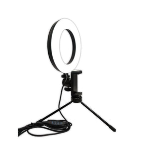 Ring Light De Mesa Iluminador De Led Tripé 6 Polegadas com Suporte Celular