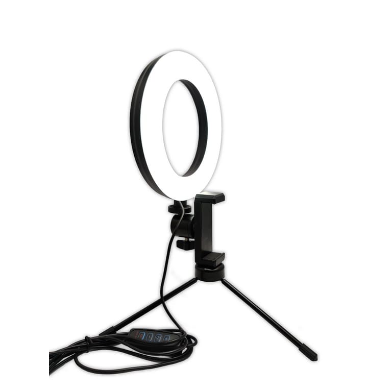 Ring Light De Mesa Iluminador De Led Tripé 6 Polegadas com Suporte Celular