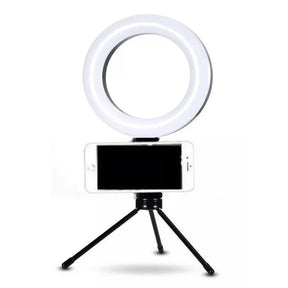 Ring Light De Mesa Iluminador De Led Tripé 6 Polegadas com Suporte Celular