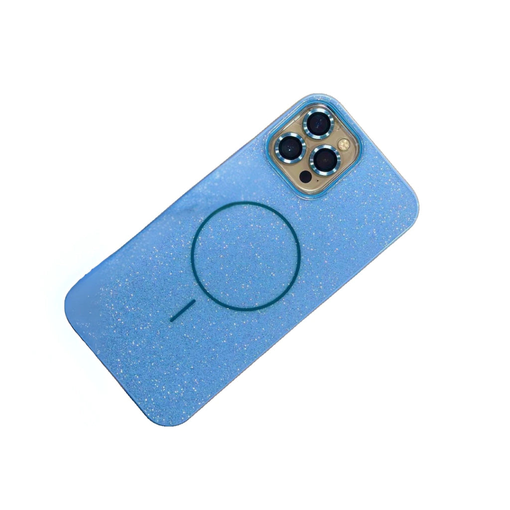 KIT CAPINHA MAGSAFE COM GLITTER + LENTES DE CAMERA