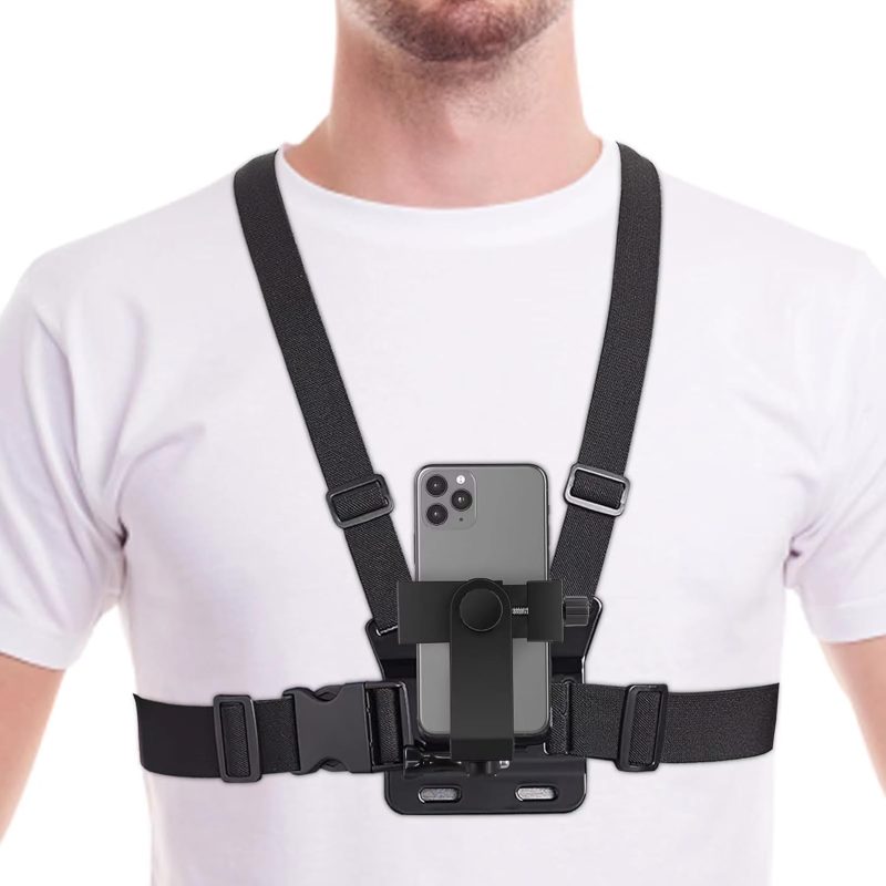Suporte Peitoral Ajustável para Celular e GoPro – Colete para Filmagens