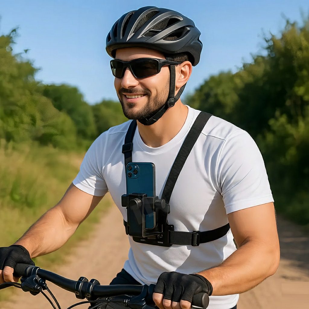 Suporte Peitoral Ajustável para Celular e GoPro – Colete para Filmagens