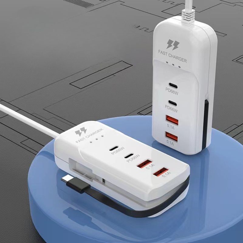 Tomada Carregador De Celular USB E PD 4 Portas